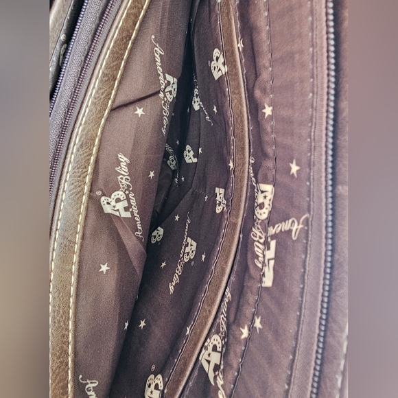 American Bling Conceal Carry Brown Studded Tote Bag - Picture 8 of 14